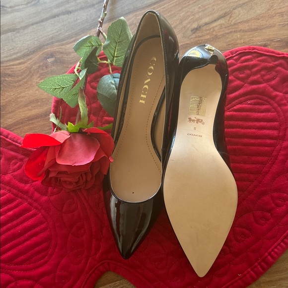 Coach Glossy Black Women's Heels - Picture 2 of 4